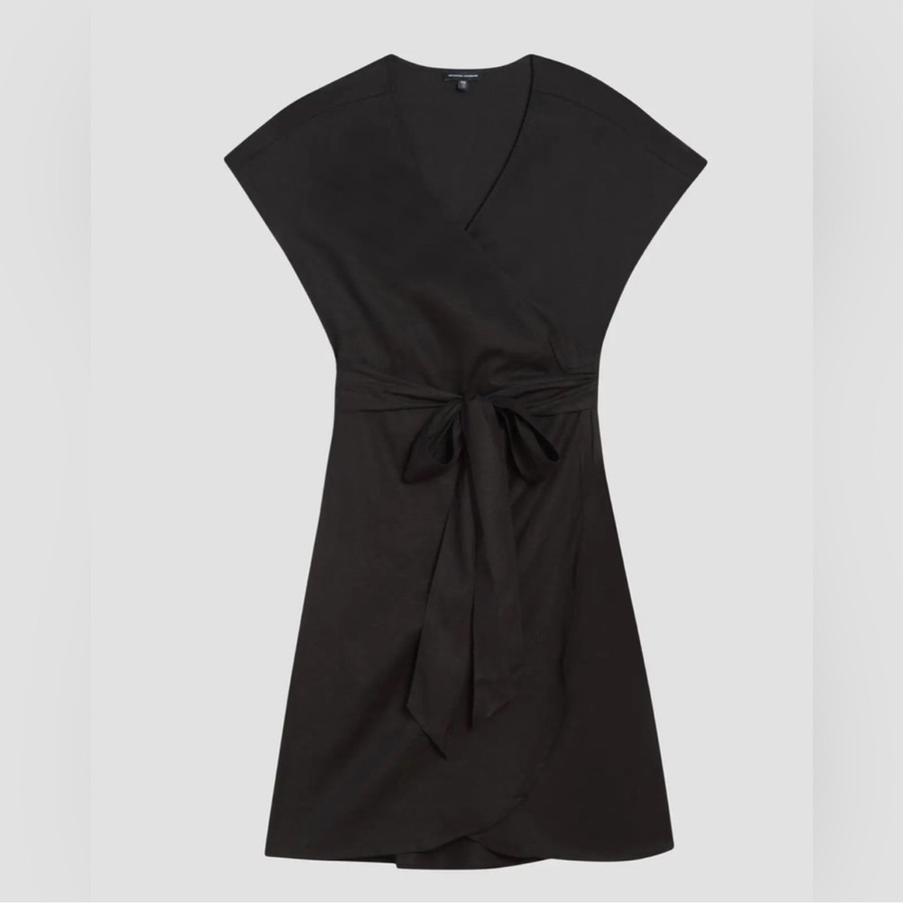 Universal Standard Tulip Hem Linen Wrap Dress - Black